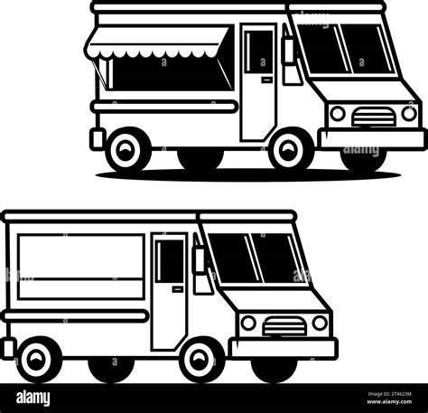 Illustration of an food truck. Design element for emblem, sign, badge. Vector illustration Stock ...