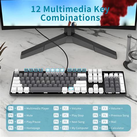 Buy NACODEX AK50 Full Size Mechanical Gaming Keyboard with PBT Keycaps - White Backlit - Metal ...