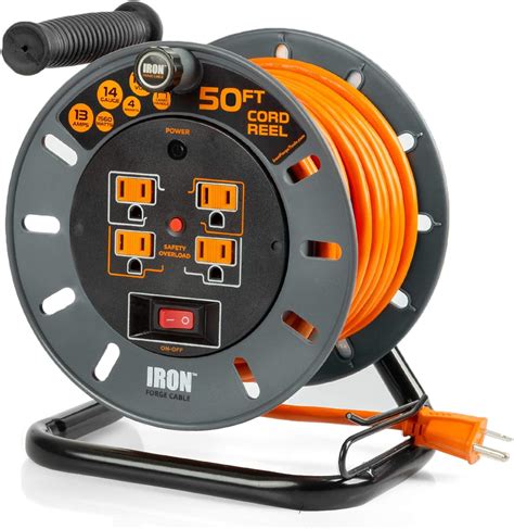 50 Ft Extension Cord Reel with 4 Electrical Power Outlets - 14/3 SJTW ...