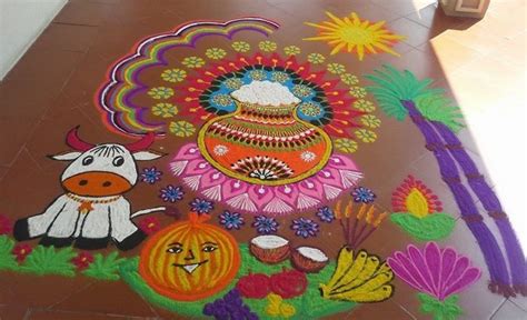 15 Beautiful & Colorful Pot Kolam & Rangoli Designs Ideas For Pongal 2020 - IFORHER