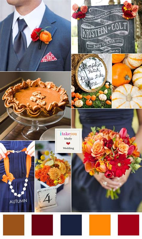 Orange navy blue wedding colour palette for Autumn wedding | Wedding ...