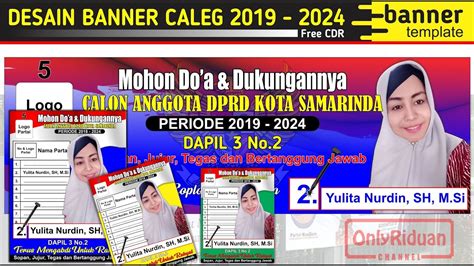 Desain Banner Spanduk Caleg Pemilu 2019-2024 di CorelDRAW - Free Banner Template - YouTube