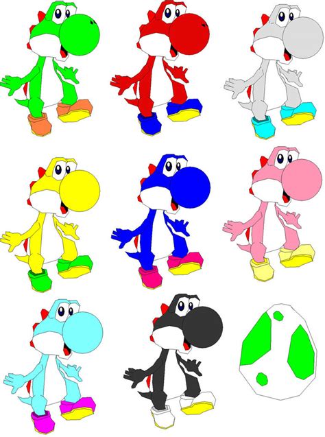 all yoshi colours WIP by richard16 on DeviantArt