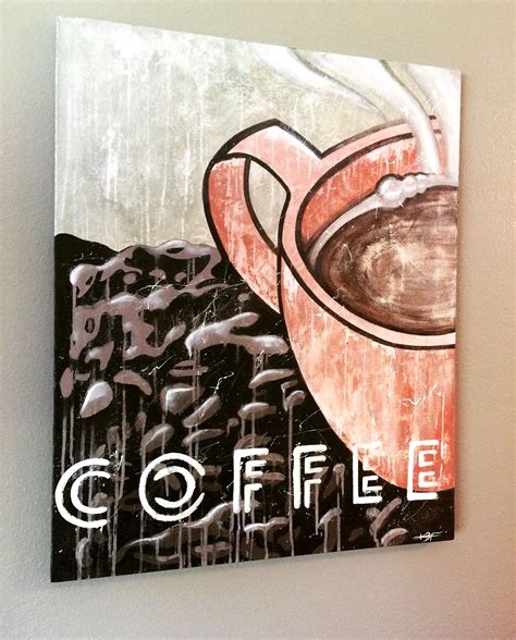 Acrylic painting of a coffee mug art on canvas. | Coffee art painting, Coffee painting canvas ...