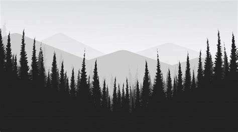 Paisaje de montaña blanco y negro con bo... | Premium Vector #Freepik # ...