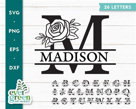 Floral Split Monogram Svg Initial Svg Split Letter Svg - Etsy