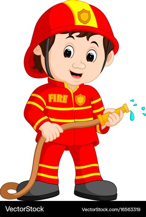 Cute fireman cartoon Royalty Free Vector Image