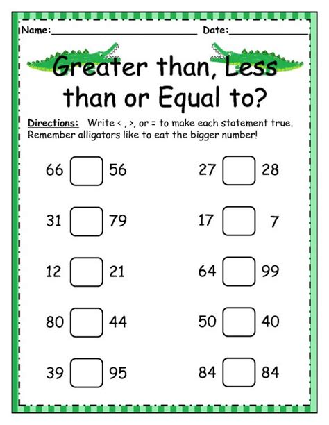 Greater Than Less Than Worksheets Grade 3