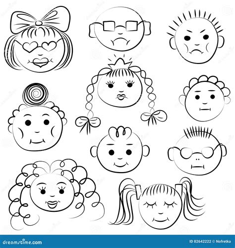 Cartoon Cute Faces Of Children,vector Cartoon Vector | CartoonDealer ...