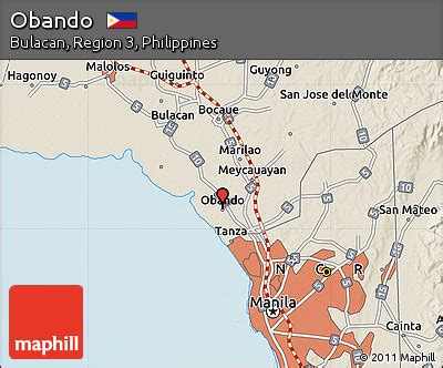 Free Shaded Relief Map of Obando