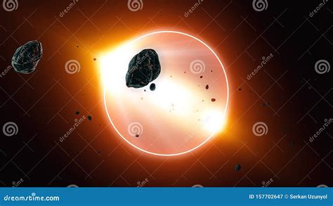 Beautiful Eclipse Animation with Meteorite Shower. Realistic 3D ...