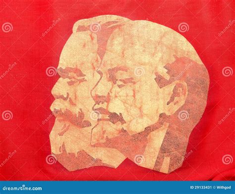 Marx and Lenin on Red Banner Stock Image - Image of communist, closeup: 29133431