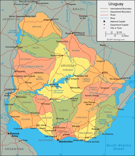 Uruguay Map and Satellite Image