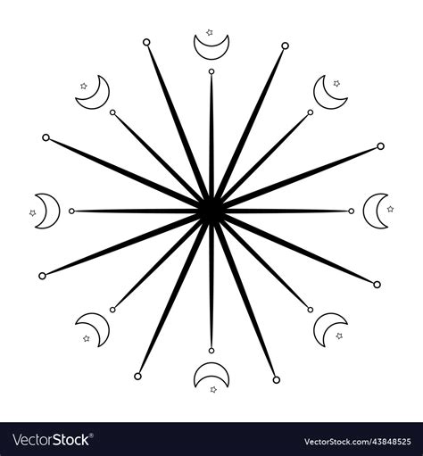 Outline drawing of rays the sun in vintage Vector Image