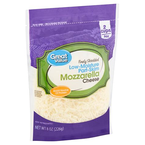 Great Value Finely Shredded Low-Moisture Part-Skim Mozzarella Cheese, 8 oz - Walmart.com