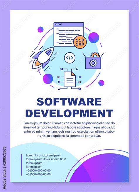 Software development poster template layout. Web programming. Banner, booklet, leaflet print ...