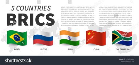 Brics Association 5 Countries Flags Map Stock Vector (Royalty Free ...