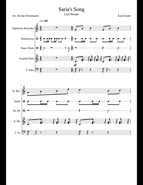 Saria's Song (The Legend of Zelda: Ocarina of Time) sheet music for ...