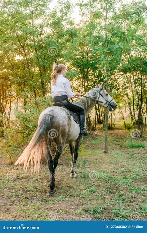 Beautiful Young Girl with Light Hair in Uniform Competition Smiling and ...