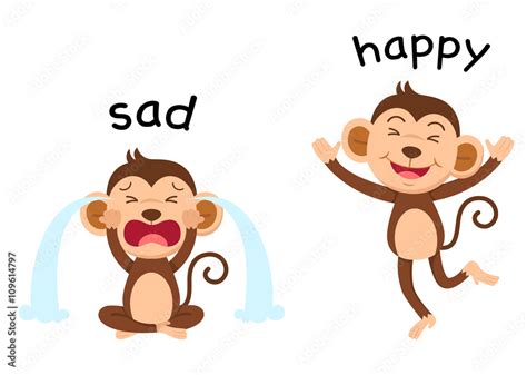 Opposite words sad and happy vector Stock Vector | Adobe Stock