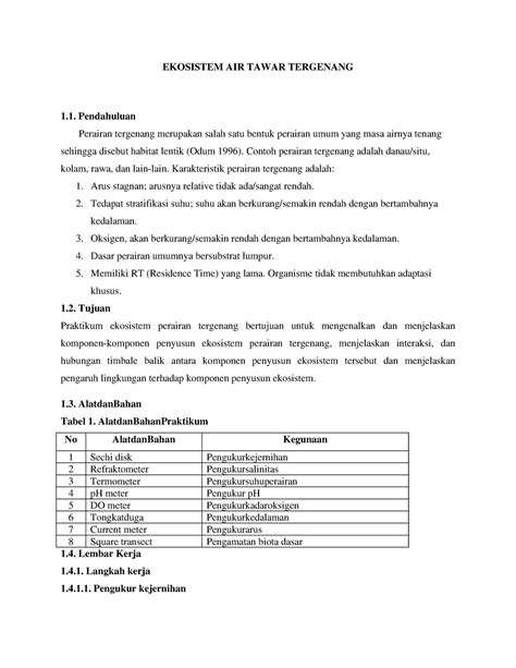 Ekosistem AIR Tawar Tergenang - EKOSISTEM AIR TAWAR TERGENANG Pendahuluan Perairan tergenang ...