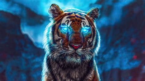 Tiger, Glowing, Eyes, 4K, #6.452 Wallpaper