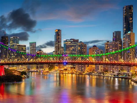 Wallpaper Australia, QLD, Brisbane River, skyscrapers, Story Bridge ...