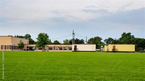 School building and portable classrooms Stock Photo | Adobe Stock