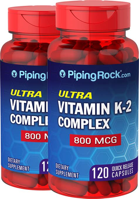 Vitamin K2 Complex Supplement 800 mcg 120 Capsules, 2 Bottles ...