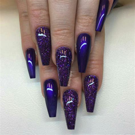 Coffin Black And Purple Acrylic Nails - bmp-syrop