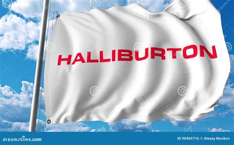 Waving Flag with Halliburton Logo. Editoial 3D Rendering Editorial ...