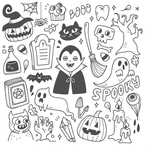 Set Of Cute Halloween Doodles | Cute doodle art, Doodle art designs, Halloween doodle