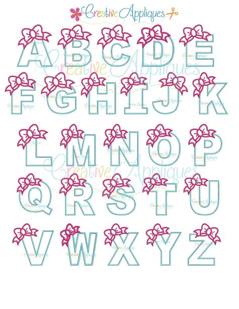 Bow Alphabet Applique Set - Creative Appliques | Tipos de letras abecedario, Imágenes de letras ...