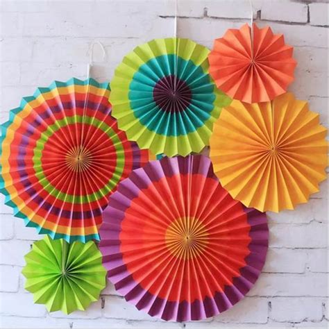 6 Pcs Fiesta Paper Fan Hanging Decorations Home Birthday Wedding Party ...