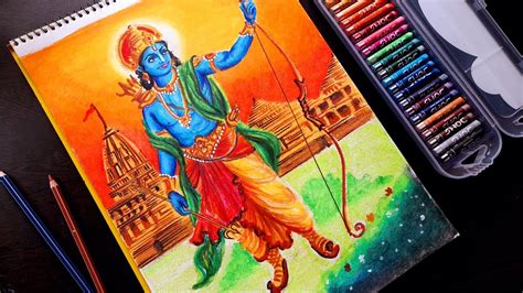 Ram drawing,Ram navami drawing, oil pastel drawing - YouTube