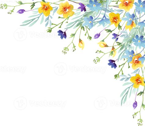 Wildflowers frame. Watercolor clipart 22157120 PNG