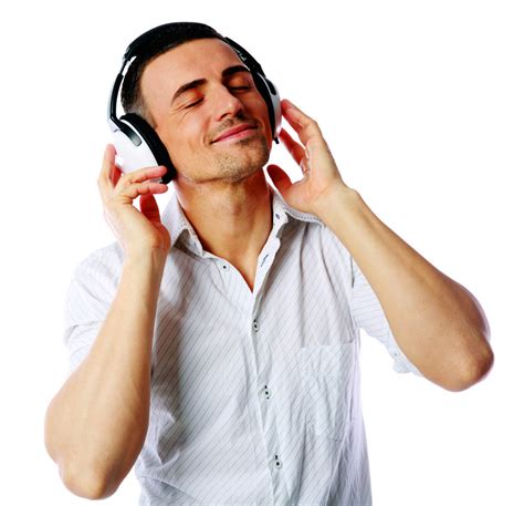 Man with headphones listening to music over white background Royalty-Free Stock Image - Storyblocks