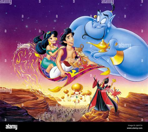 Princess Jasmine, Alladin, Abu, The Genie & Jafar Film: Aladdin (USA 1992) Director: Ron ...