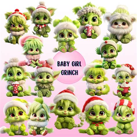 Baby Grinch Christmas Clipart PNG Bundle, Baby Grinch Sublimation PNG, Christmas Clipart, Xmas ...