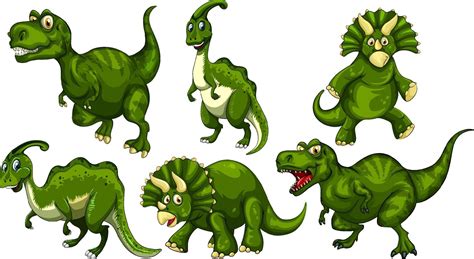 Set of green dinosaur cartoon character 2288465 Vector Art at Vecteezy