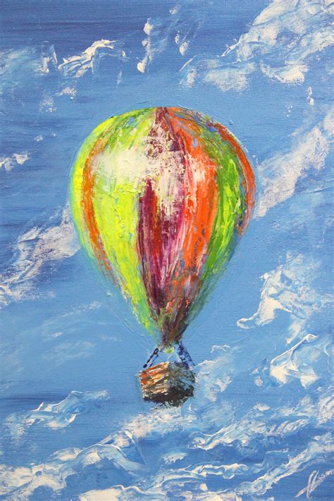 Balloon in the sky. Acrylic painting on canvas.Acrylic | Etsy