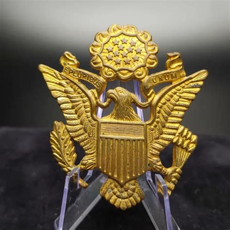 WWII US ARMY Officer Eagle Cap Badge - WW2 Military Screw Back Pin $30.55 - PicClick