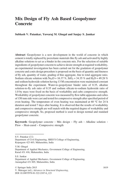 (PDF) Mix Design of Fly Ash Based Geopolymer Concrete