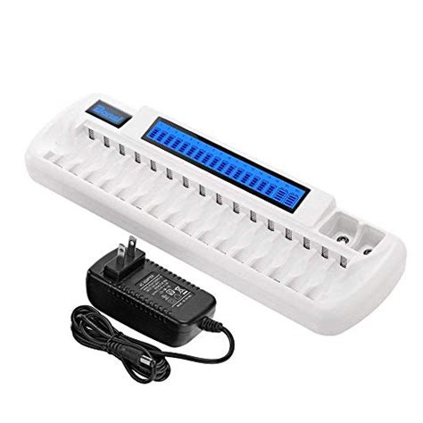 BONAI 16+2 Bay Smart Rechargeable Battery Charger with LCD Display for ...