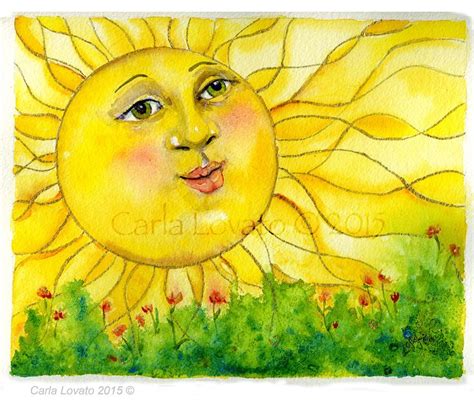 Sun Face Original Painting Watercolor Original 8 X 10 - Etsy | Sun painting, Moon art, Sun art