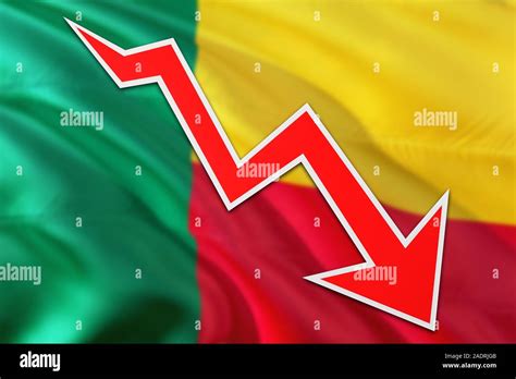 Benin economy graph is indicating negative growth, red arrow going down ...