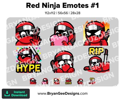 Red Ninja Twitch Emotes for Streaming Wave Love Rage HYPE Sad - Etsy