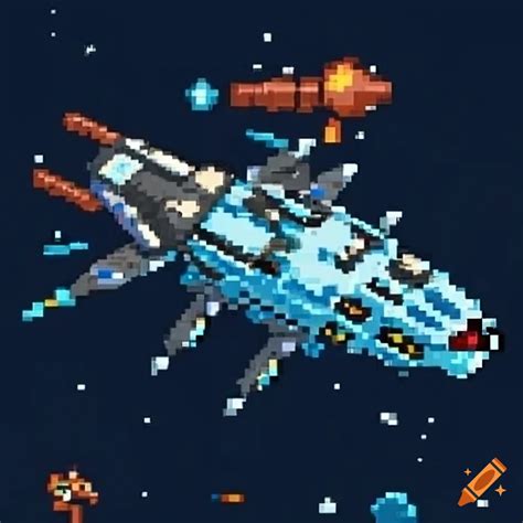 Clipart of a Retro 8 Bit Pixel Art Video Game Styled Spaceship ...