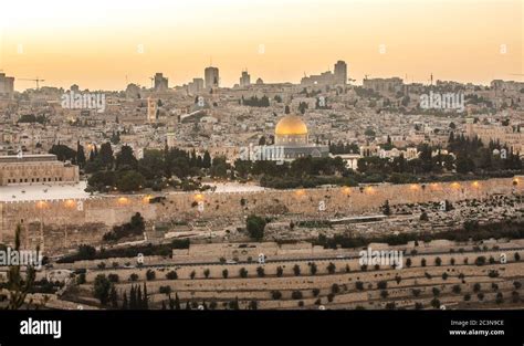 Panorama of Jerusalem from the Mount of Olives at sunset, Israel Stock Photo - Alamy