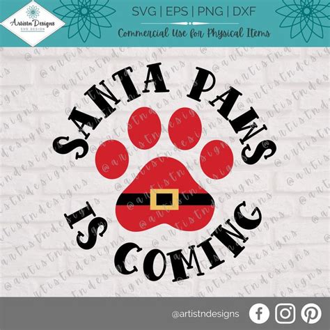 santa paws is coming svg file